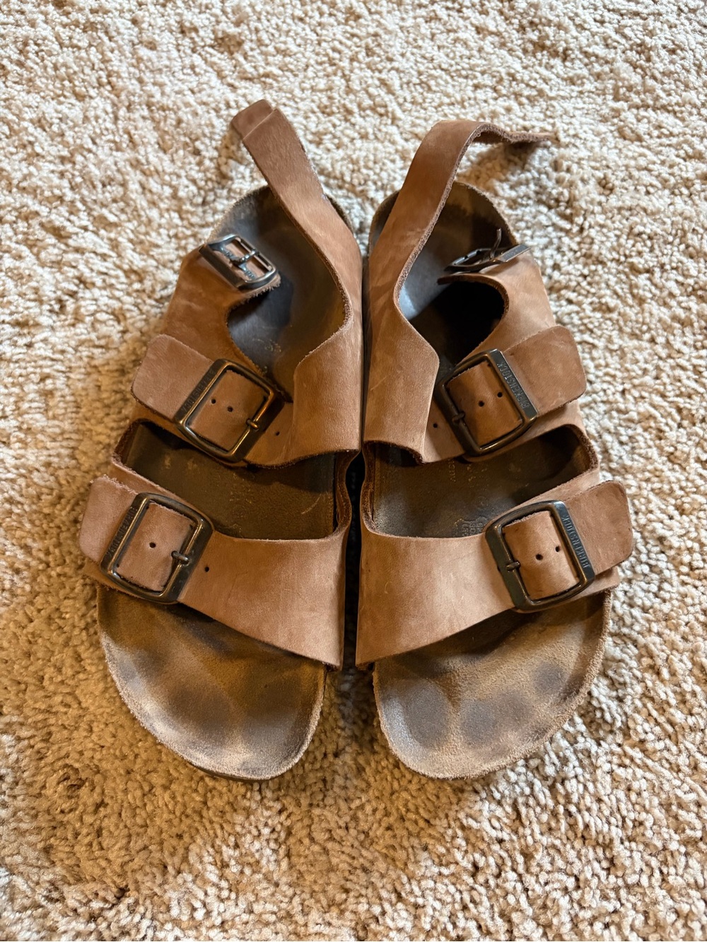 Women’s Birkenstock Brown Three-Strap Buckle Sandals